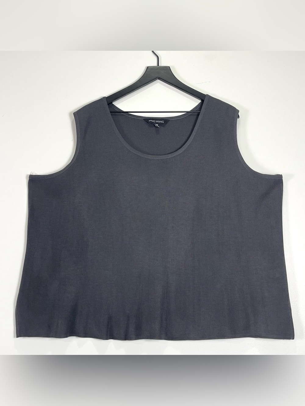 MING WANG Women's Dark Gray Sleeveless Tank Top Round Neck Stretch Size 3X
